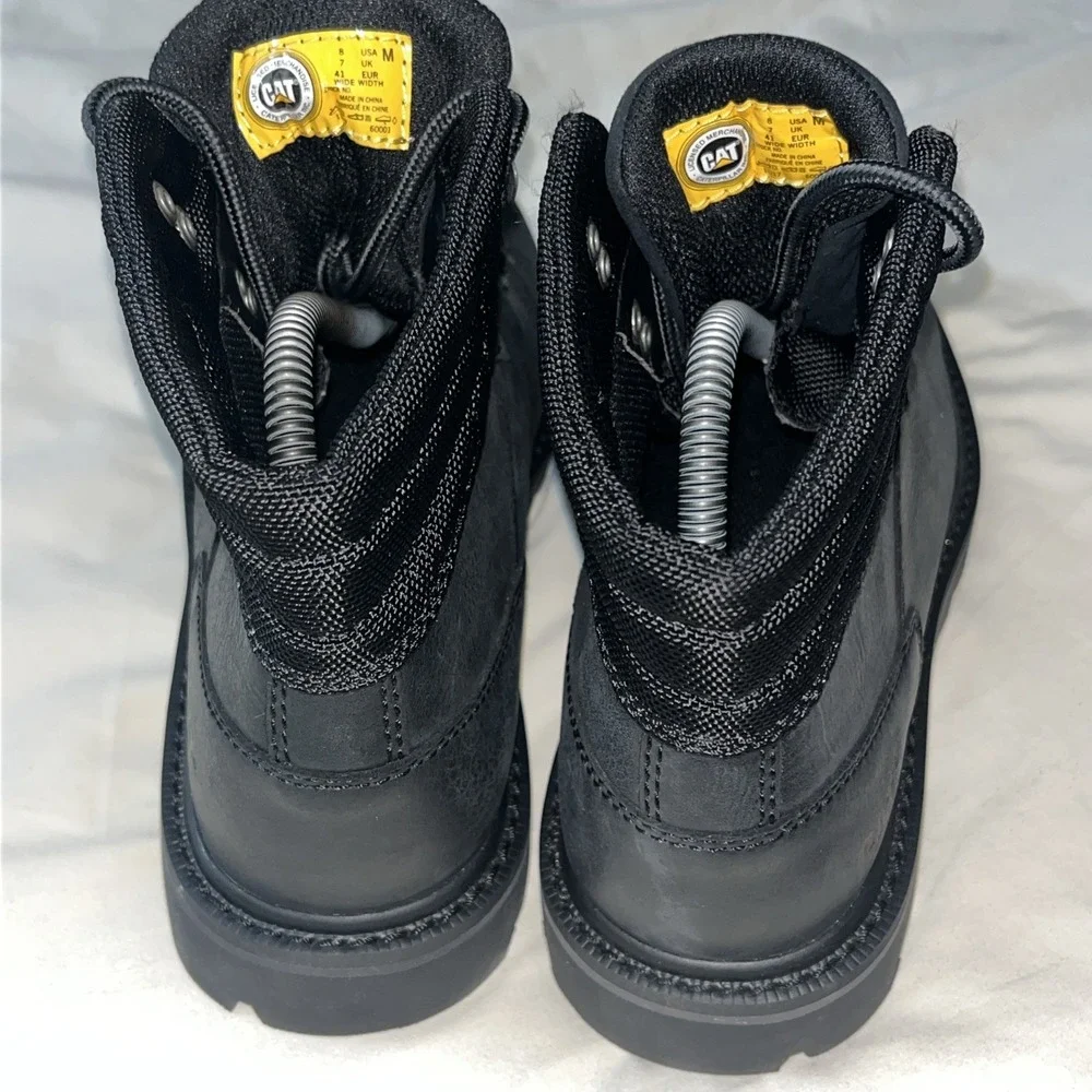 Caterpillar Men's Leverage Black Leather Shop ShoesWaterproof Hiking Boots 60001